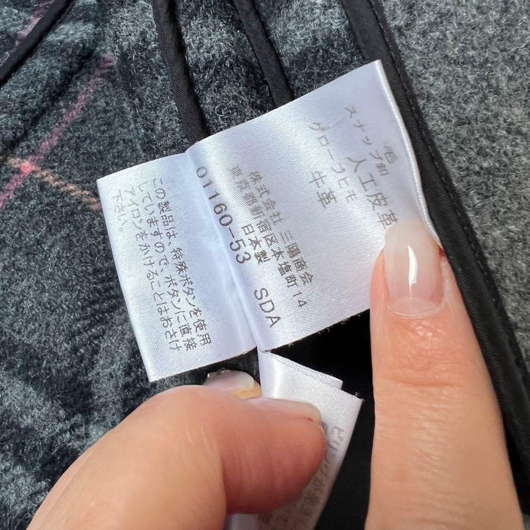 希少カラーピンクチェック　バーバリーブルーレーベル　ダッフルコート　ウール100