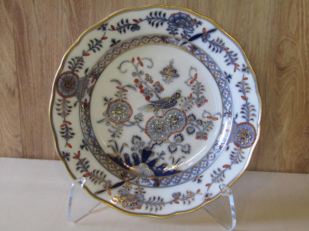 サ*ナ様 マイセン　カラーオニオン　アンティーク 花と鳥の装飾プレート　希少品