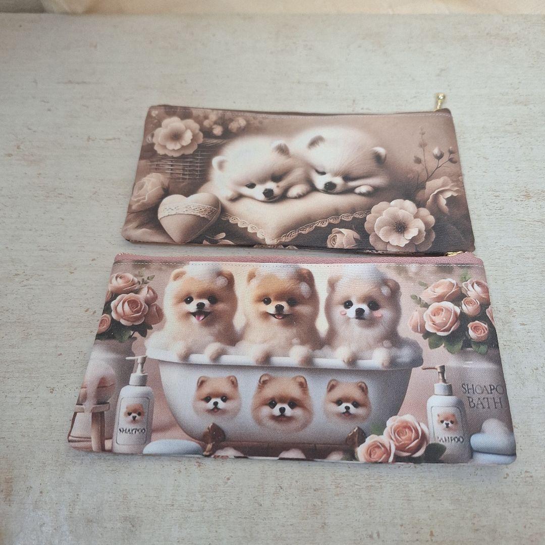 可愛いパネル生地　ハンドメイド　まちなしバッグ　ポーチ