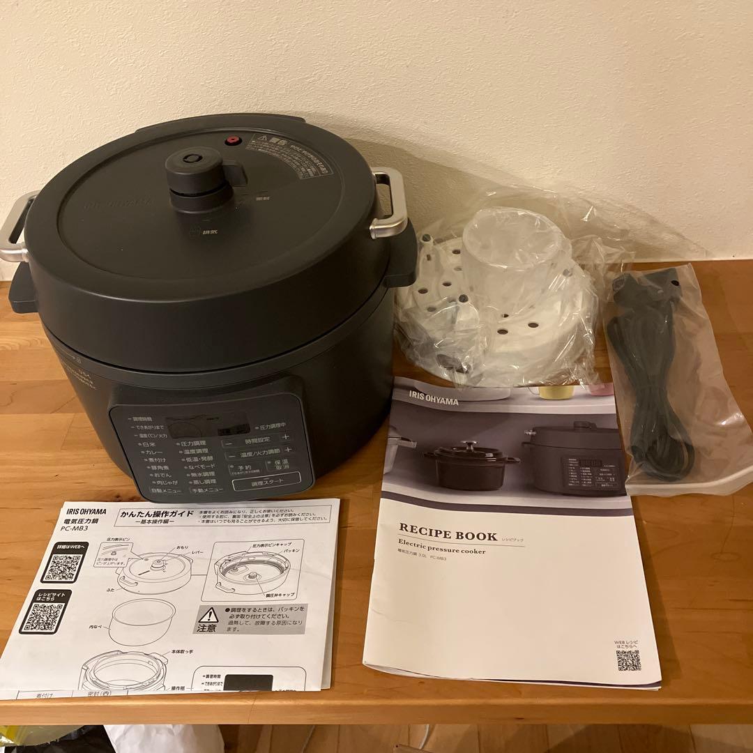 【新品未使用】25年製　アイリスオーヤマ 電気圧力鍋 グレー PC-MB3-H
