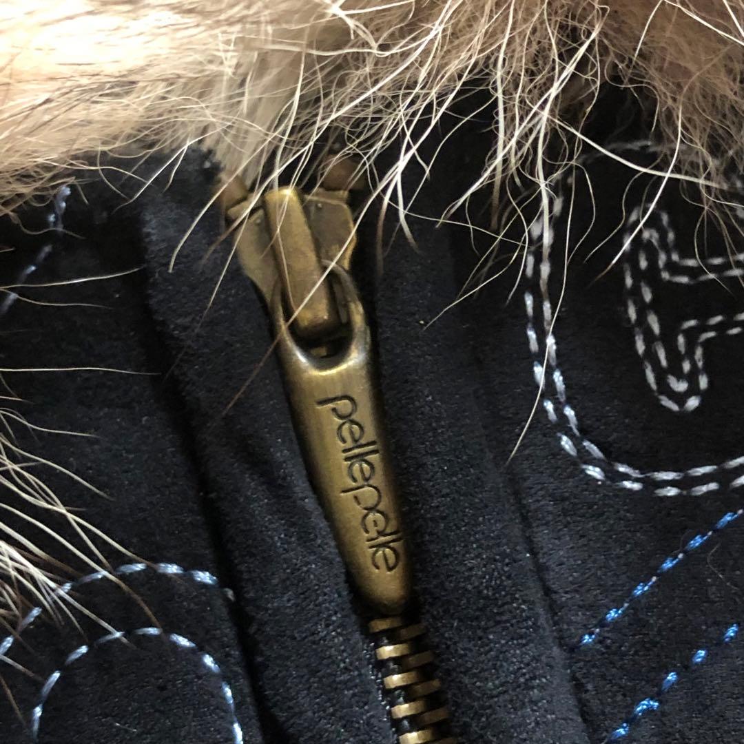 pelle pelle ペレペレ キルティング オール刺繍 ファー付 ジャケット