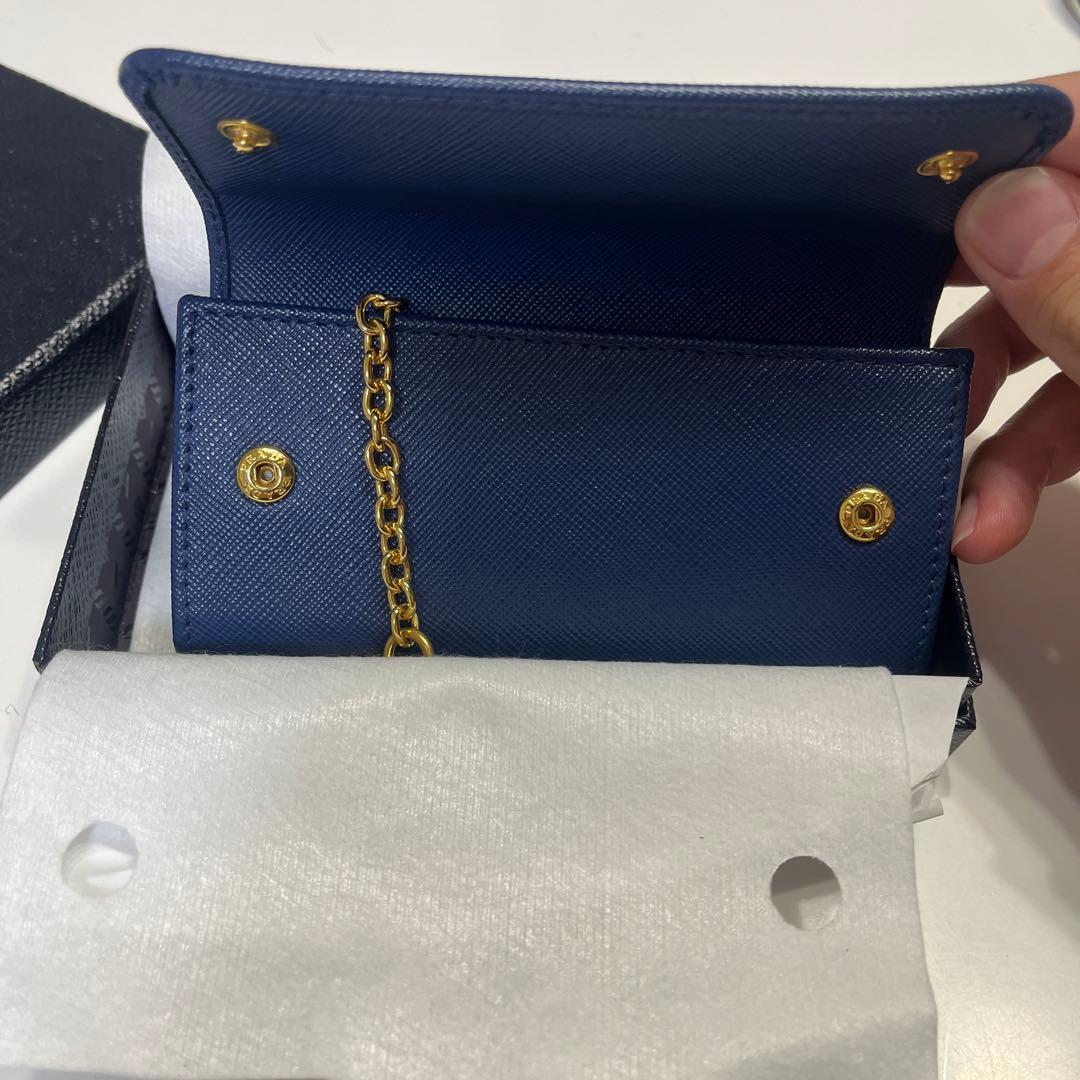 PRADA ネイビー レザー キーケース 箱付き