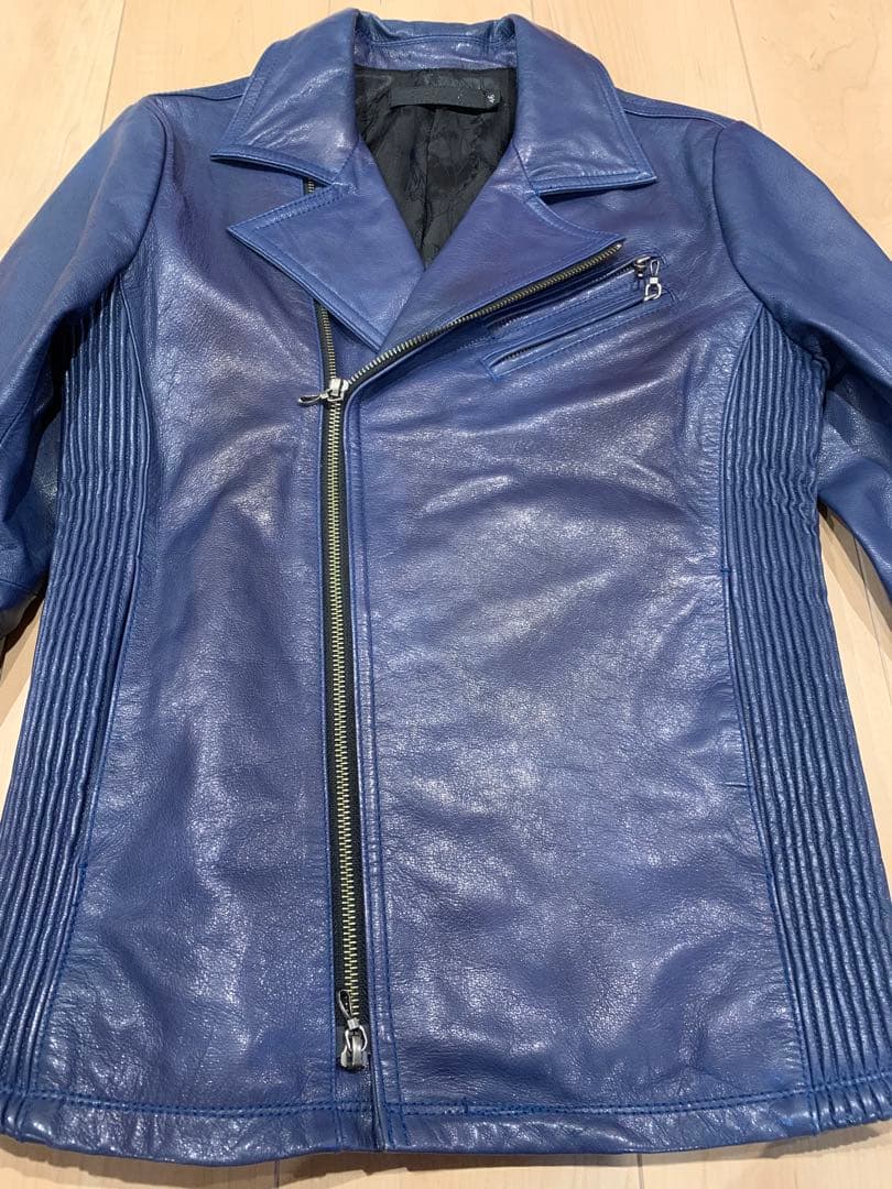 FUGA ダブルライダース 本革 レザージャケット　青