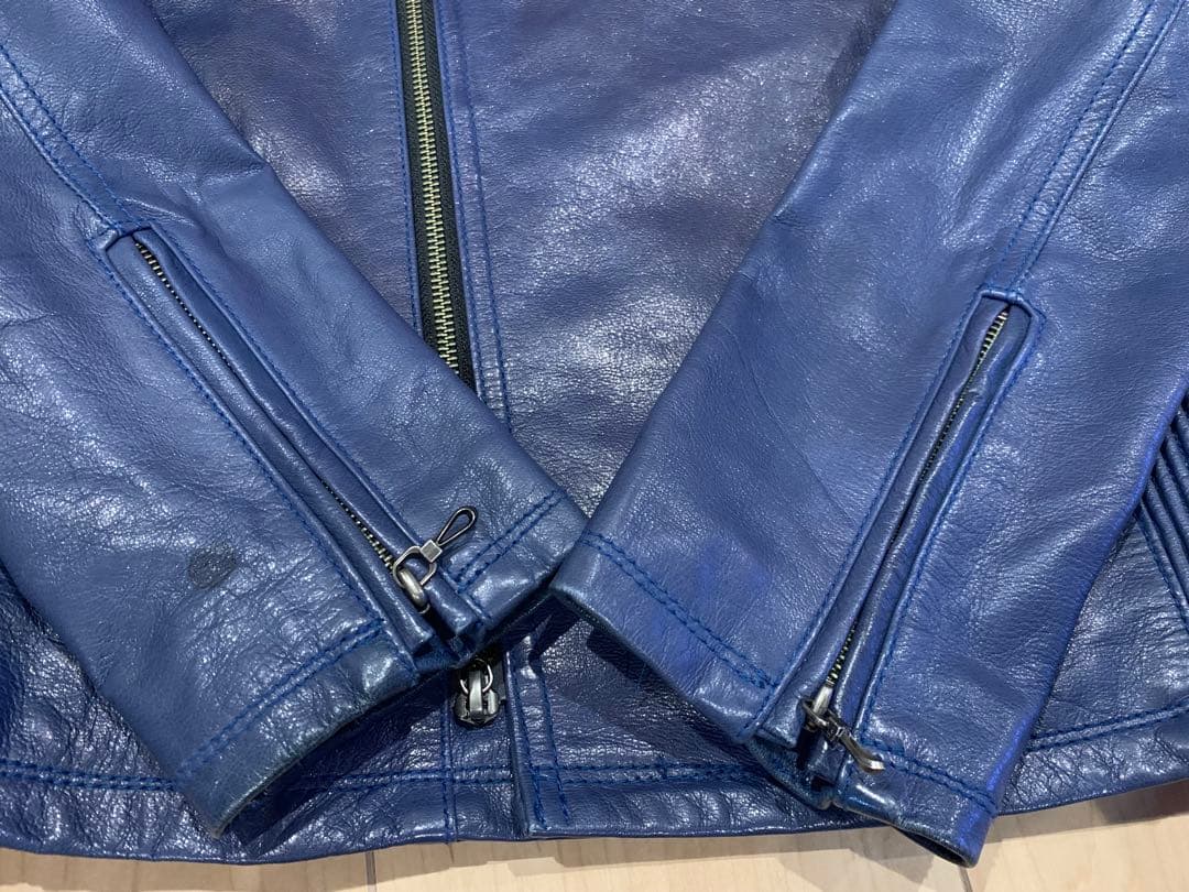 FUGA ダブルライダース 本革 レザージャケット　青