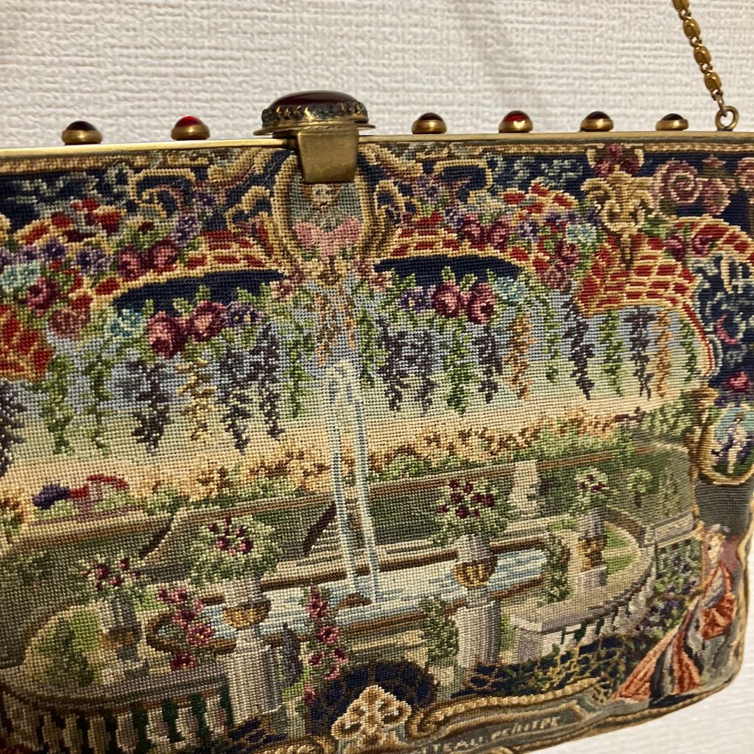 宮廷柄アンティーク プチポワン バッグ
