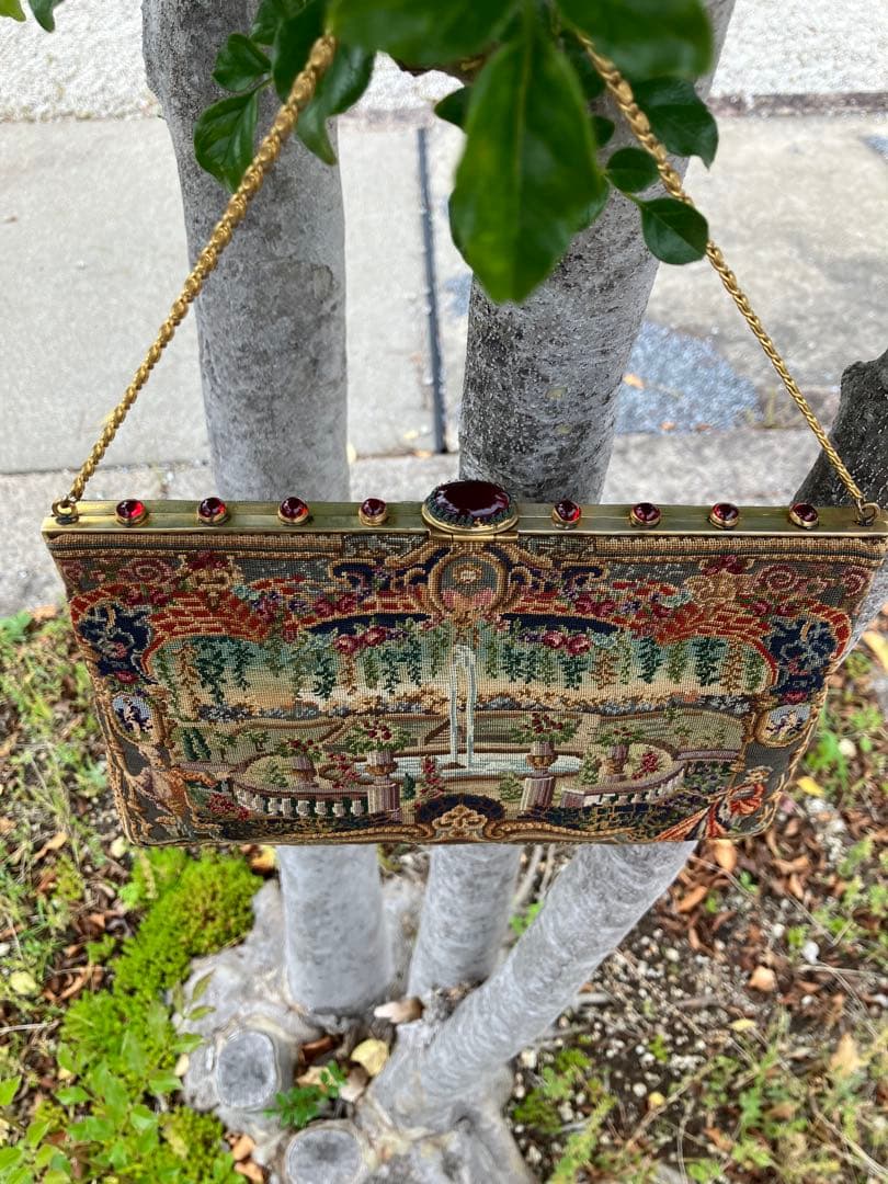 宮廷柄アンティーク プチポワン バッグ