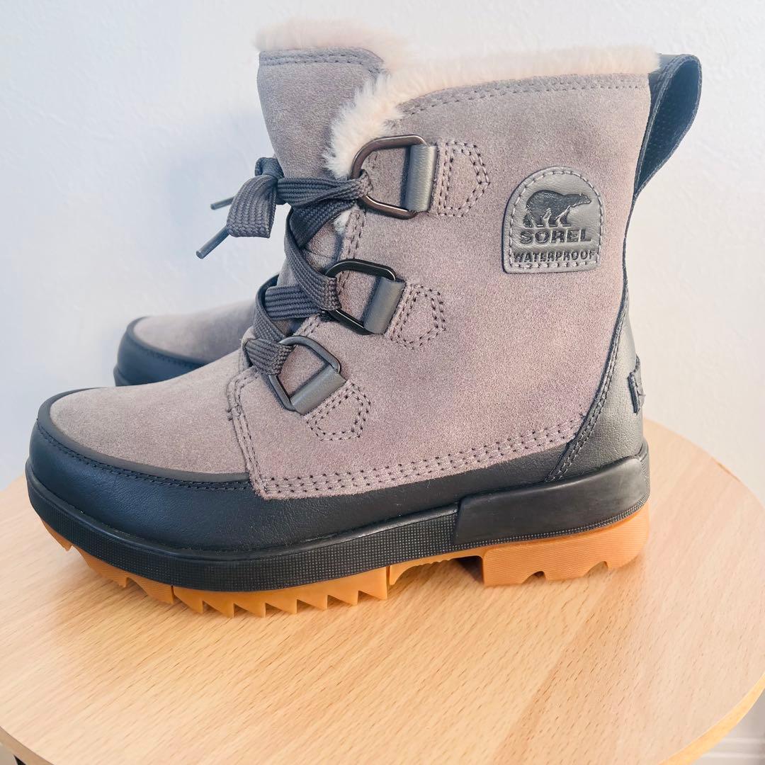 【美品】SOREL ソレル スノーブーツ グレー 防水 防寒 24㎝
