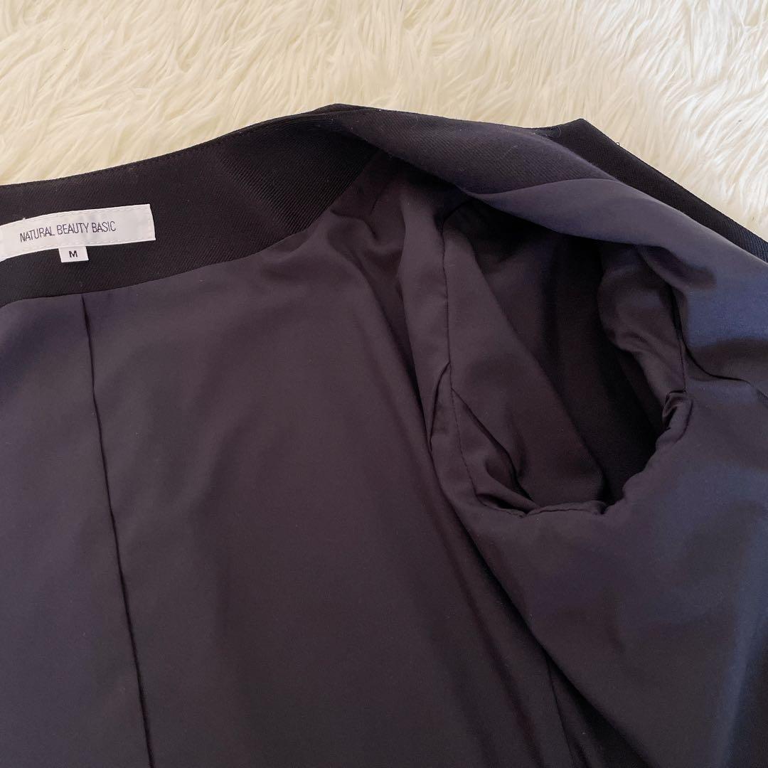 【ナチュラルビューティーベーシック】ノーカラージャケット パンツ セットアップM