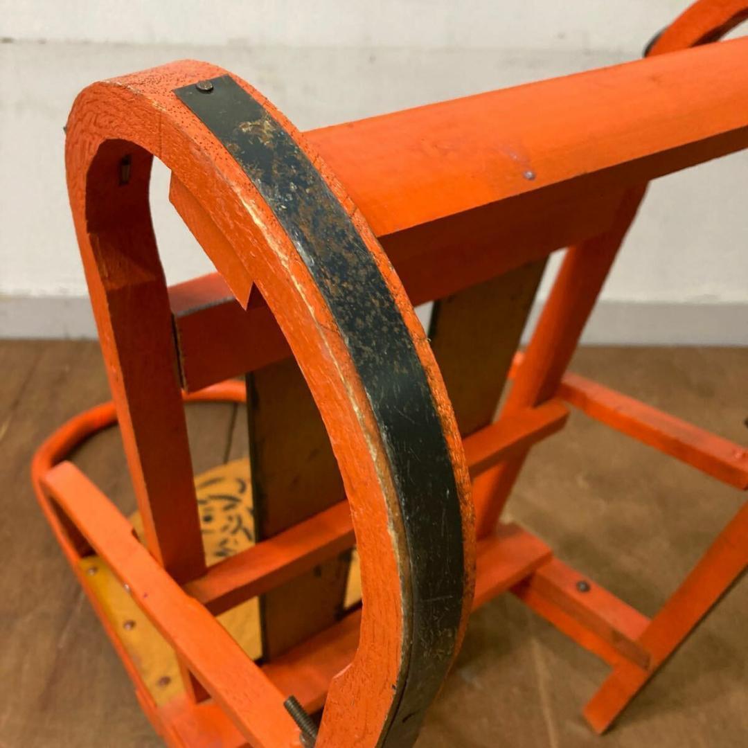 木製 手押し そり 昭和レトロ オレンジ6 曲げ木 犬ぞり 犬そり ガーデニング