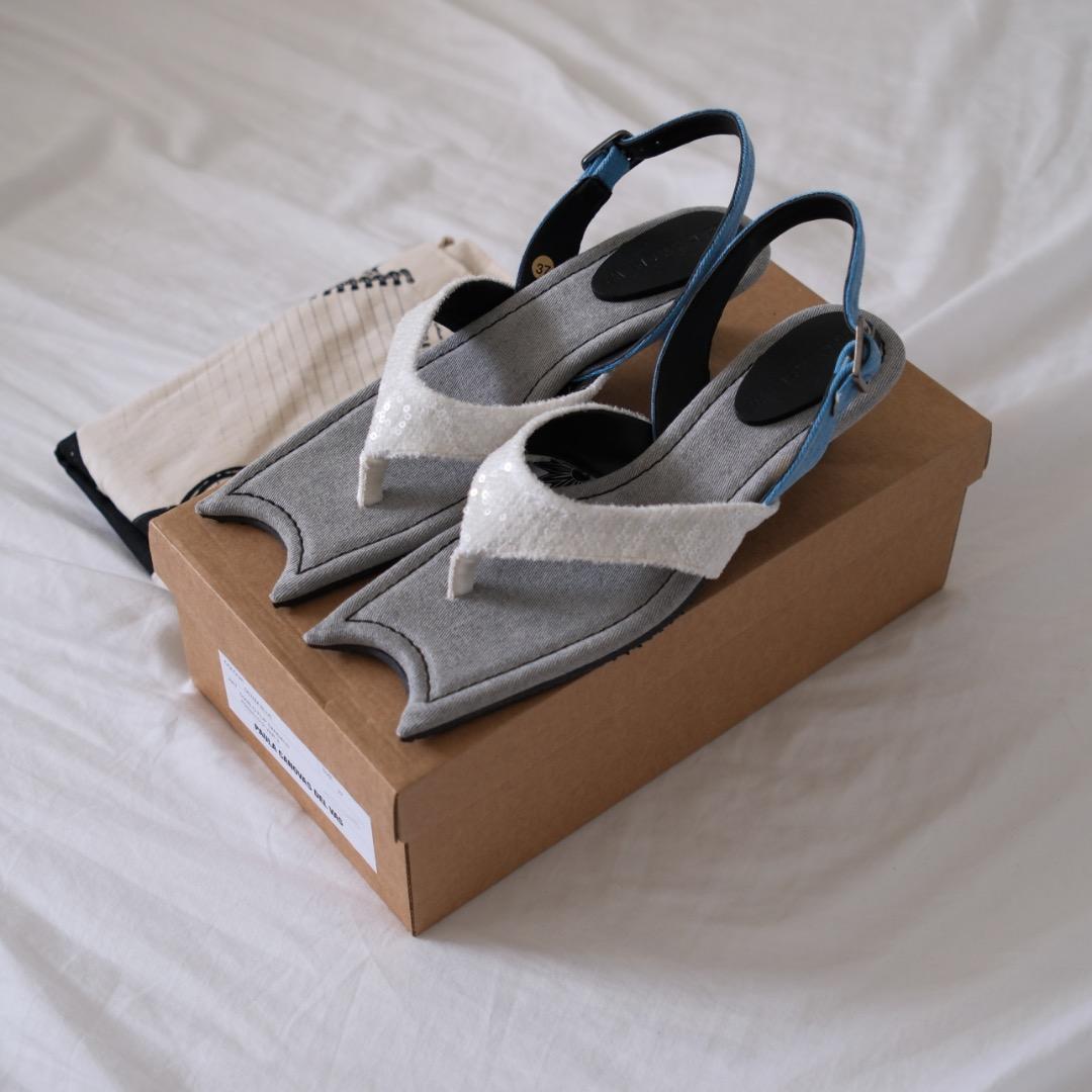 新品 Paula Canovas del Vas ヒールサンダル グレー 37
