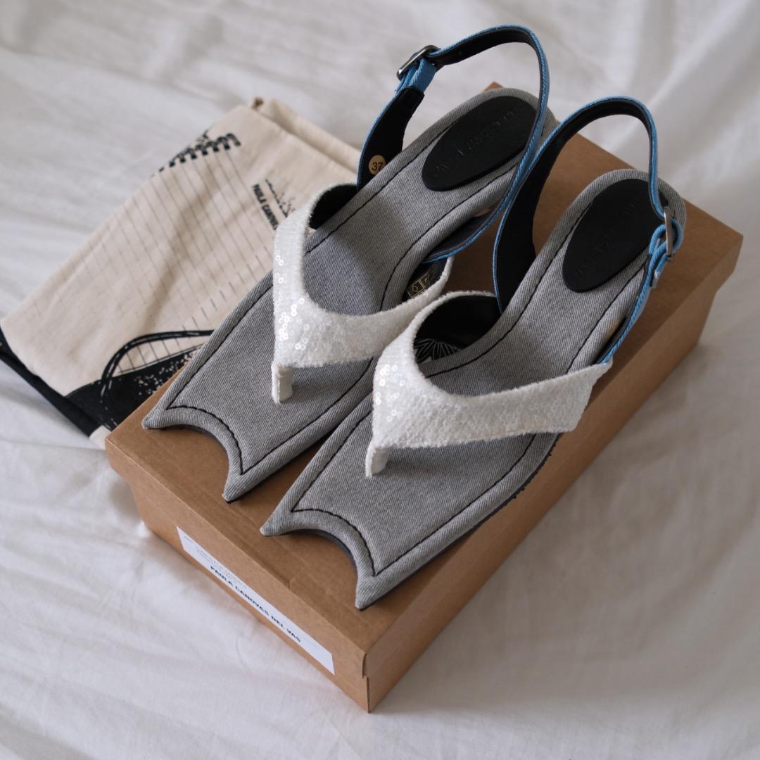 新品 Paula Canovas del Vas ヒールサンダル グレー 37