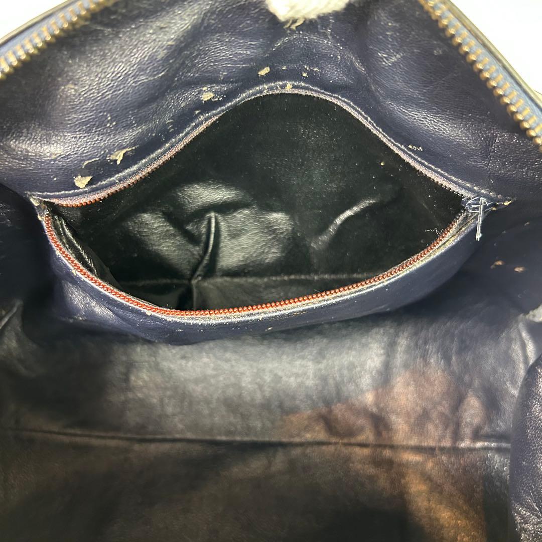 美品 GUCCI バンド ボストンバッグ gg シェリー PVC ネイビー大容量