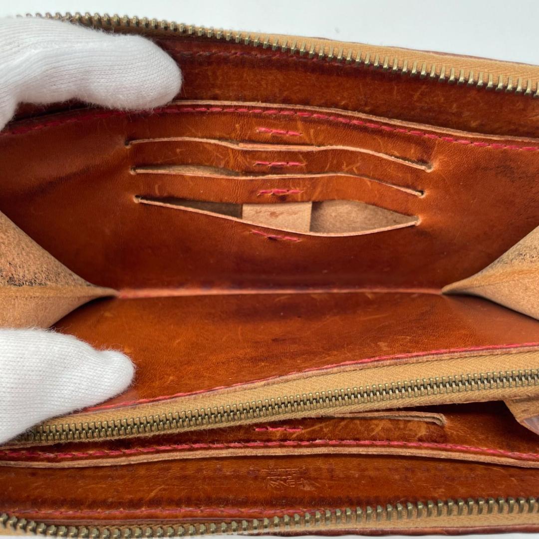 廃盤✨HENRY CUIR メッシュ 長財布 ラウンドファスナー ジップ レザー