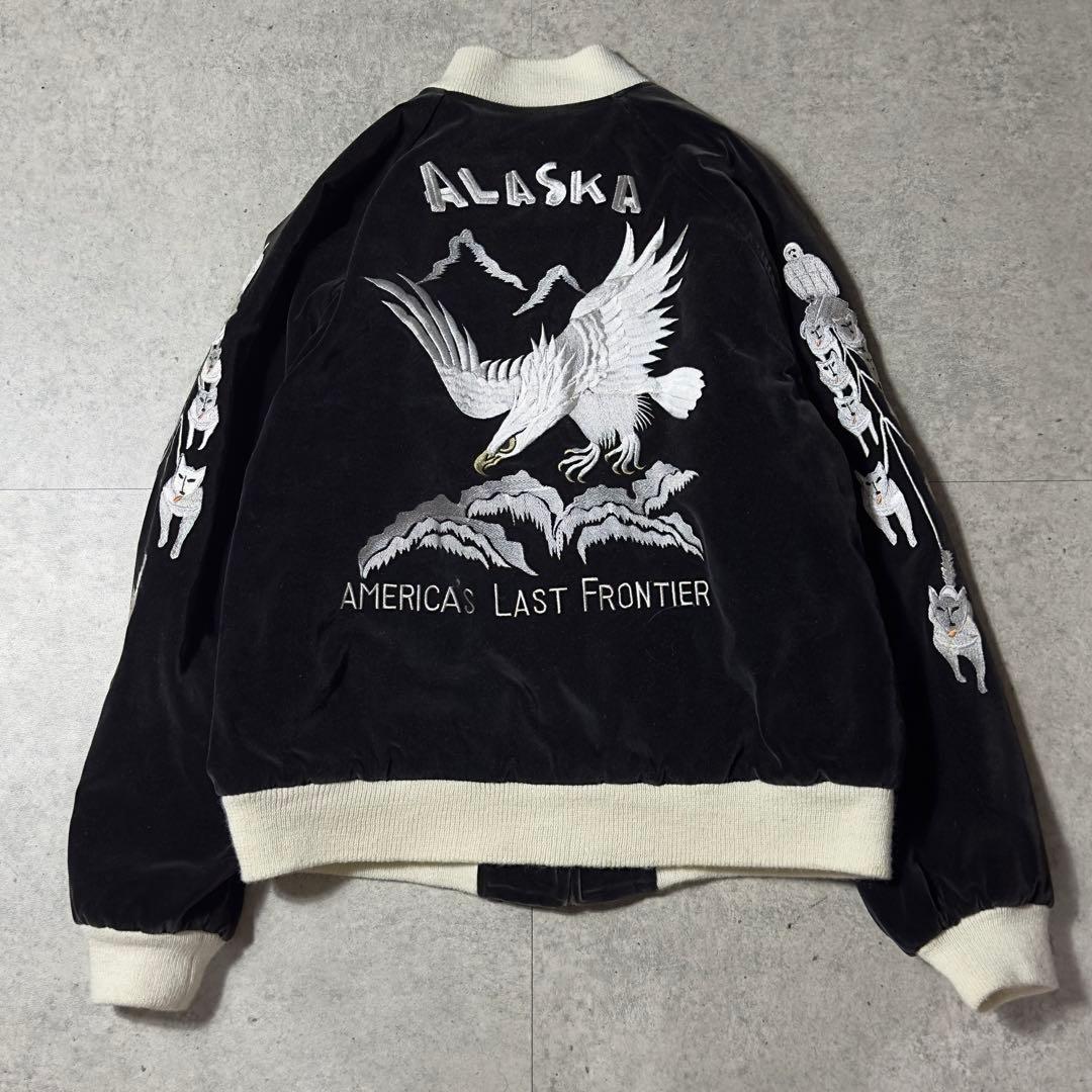 別珍 スカジャン 黒 M アラスカ スーベニアジャケット 犬ぞり SWITCH