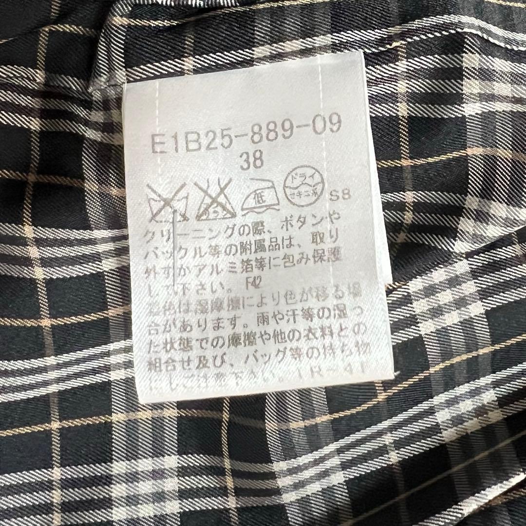 バーバリーブルーレーベル ダッフルコート チェック Aライン フード 黒 M