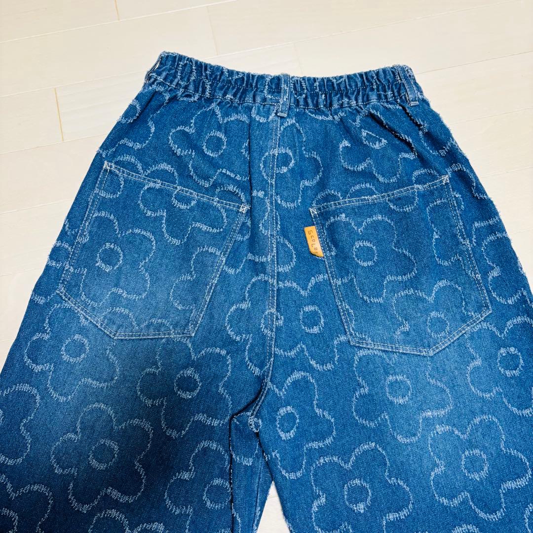 【完売品】ScoLar スカラー　花 ジャガードデニムパンツ ワイドパンツ