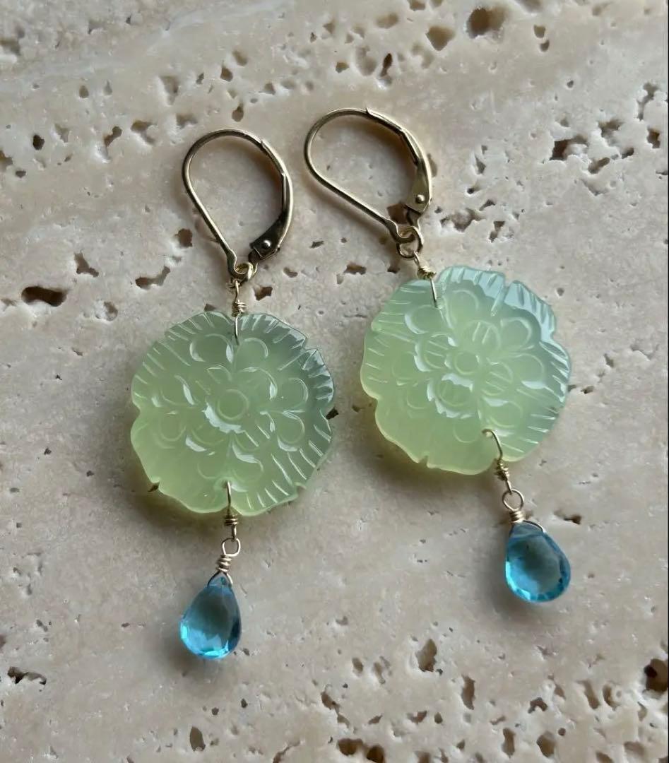 高品質スコロライトコンケーブカット＆宝石質アメジストのピアスチャーム他14kgf