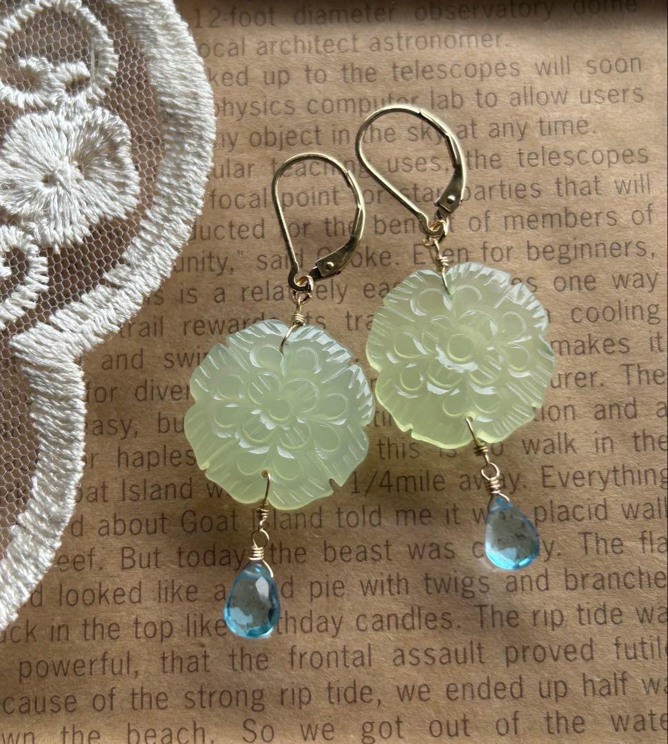 高品質スコロライトコンケーブカット＆宝石質アメジストのピアスチャーム他14kgf