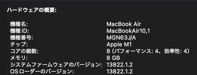 Apple MacBook Air 13インチ M1 8GB 256GB 超美品