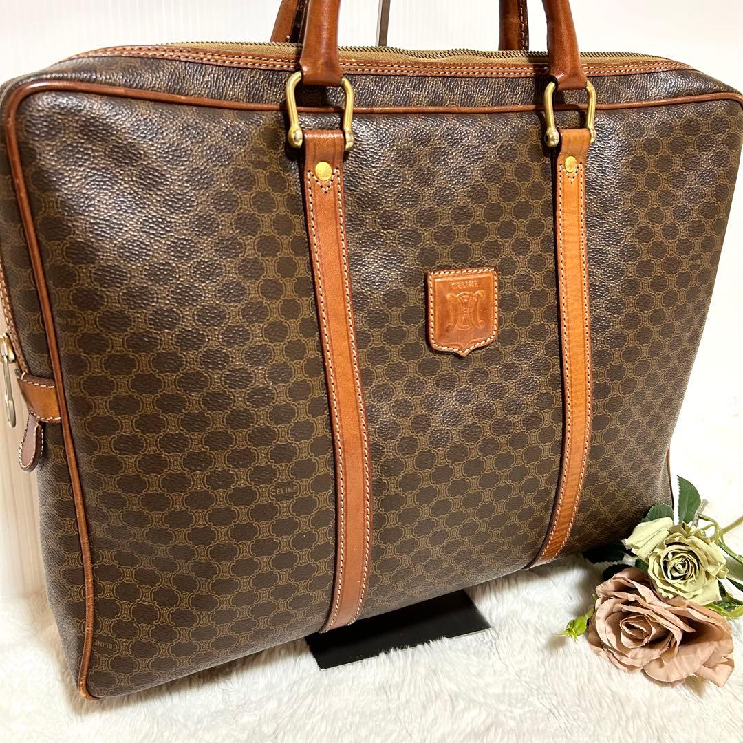 CELINE オールドセリーヌ マカダム柄 ブリーフケース ビジネスバッグ 茶色