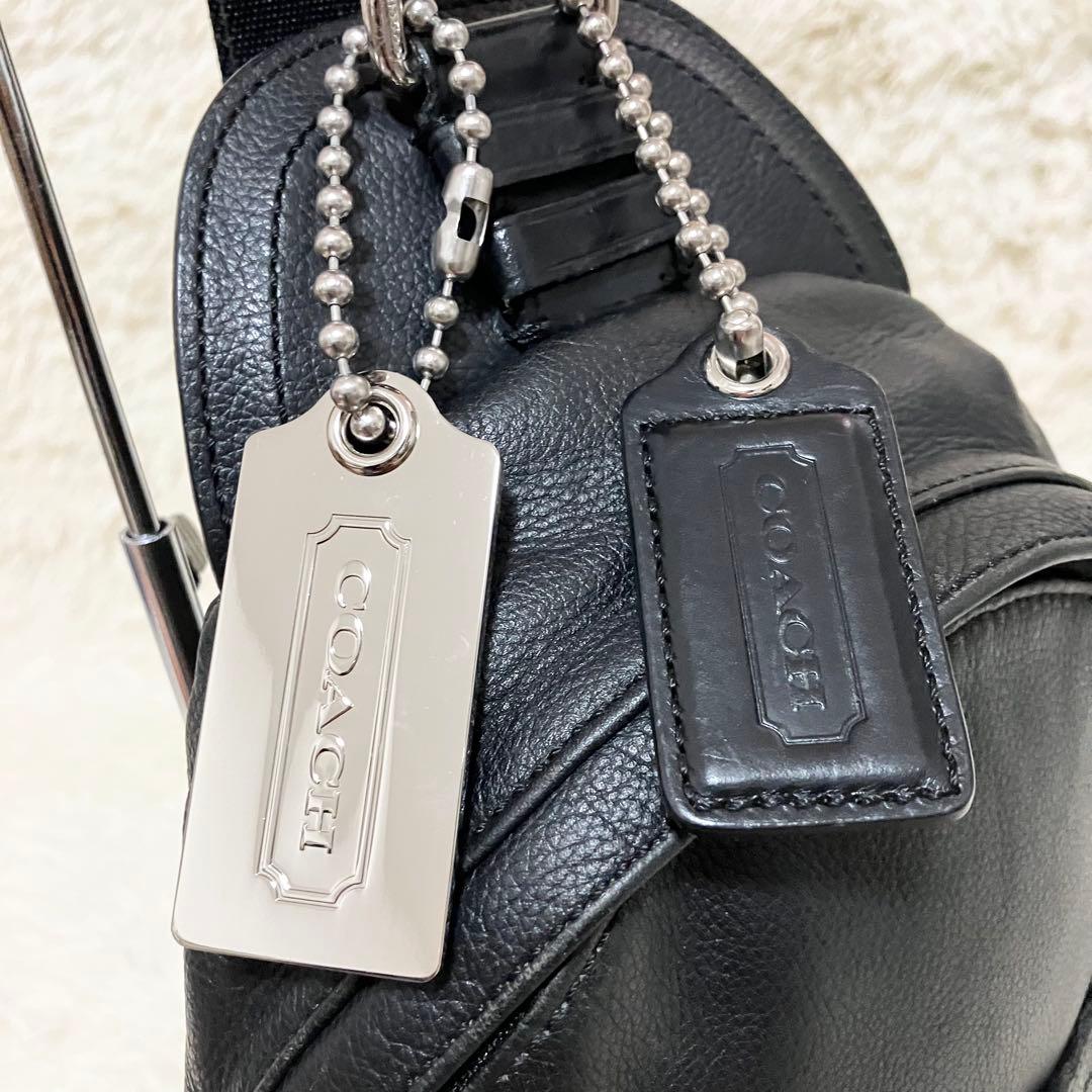 【美品】COACH ボディバッグ クロスボディ レザーブラック