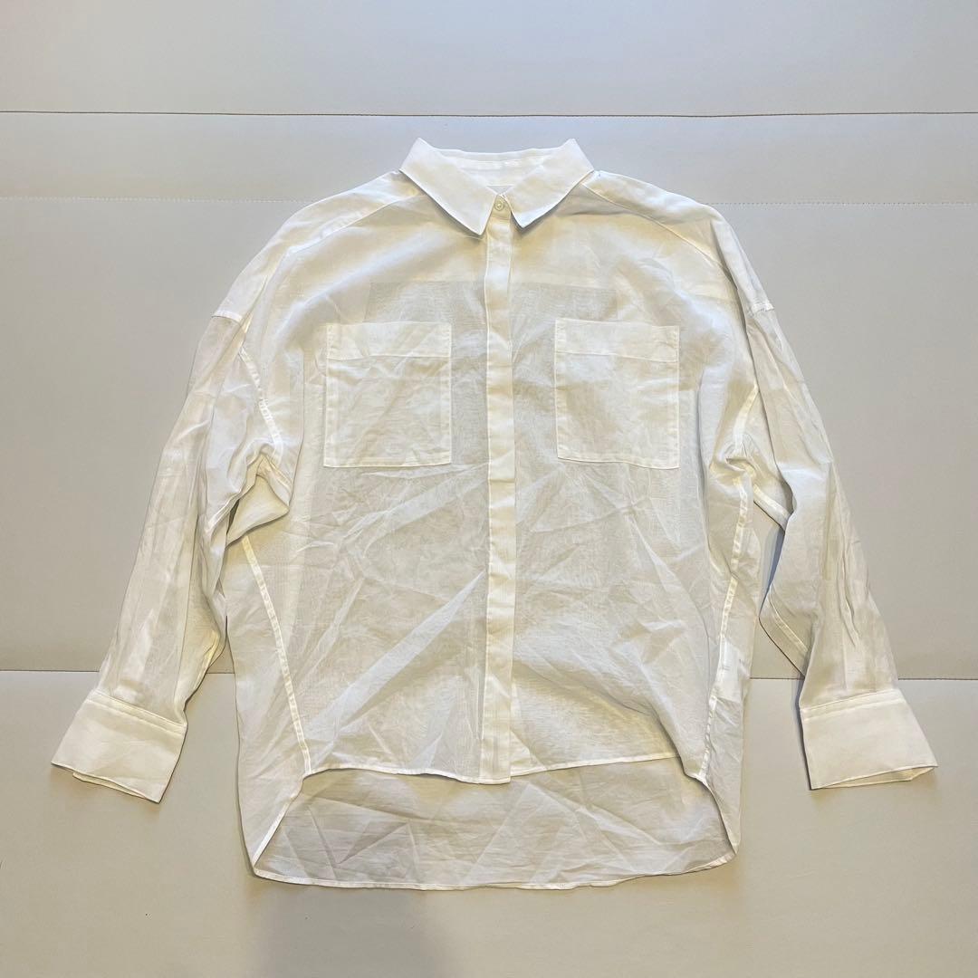 美品⭐︎soeju オーガニックコットンシアーシャツ　ホワイト　定価14,300円