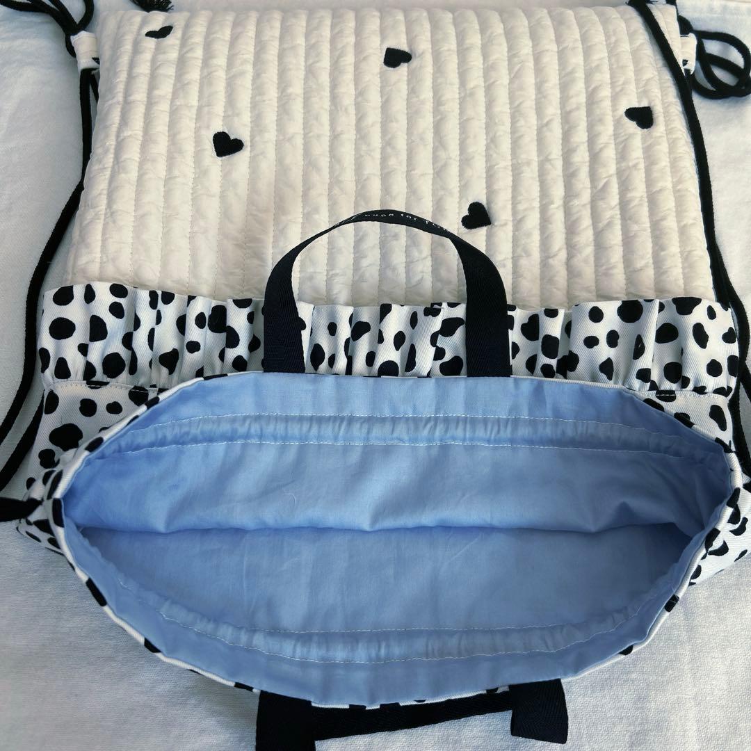 hrk　入園入学4点セット　【黒ハートヌビ×黒ダルメシアン】