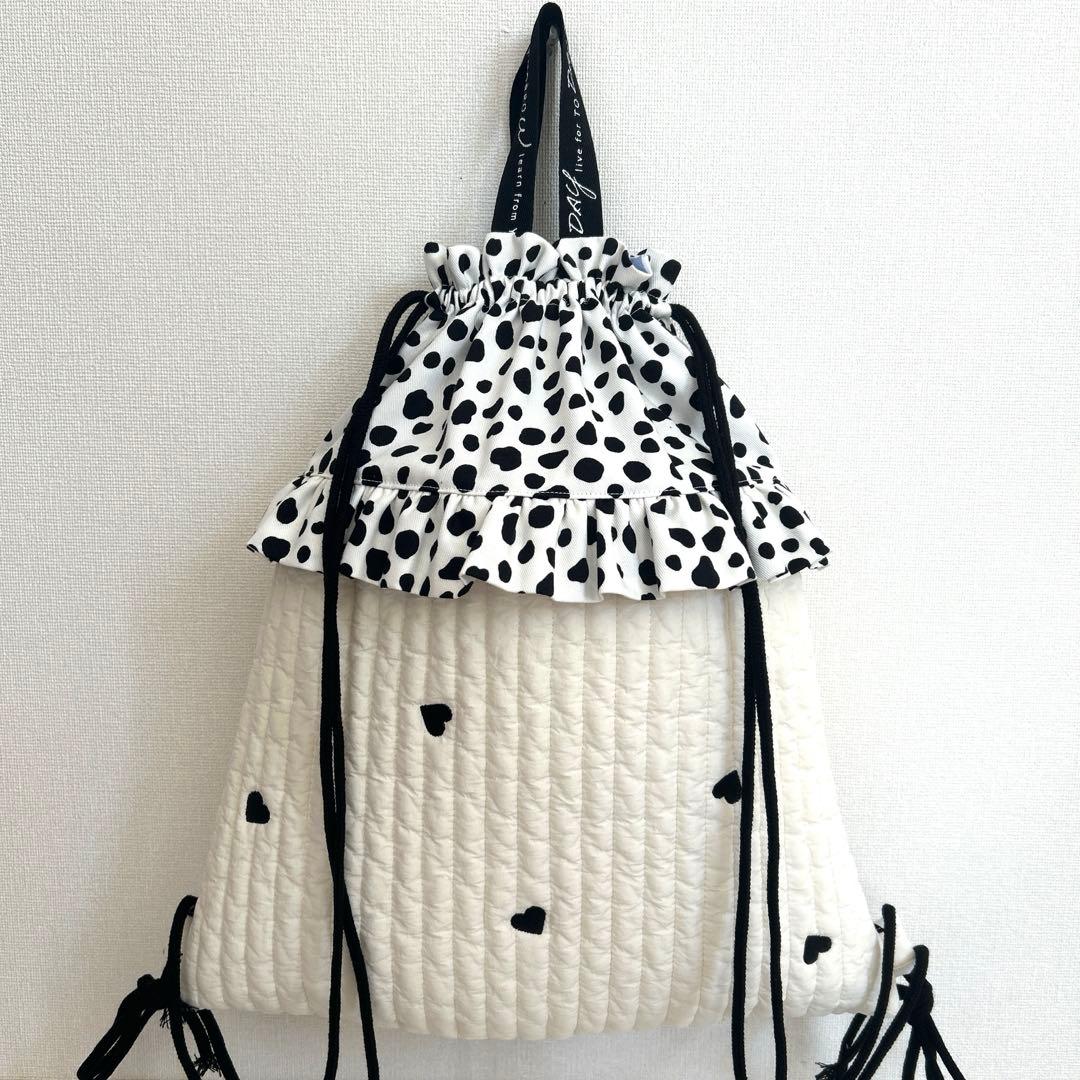 hrk　入園入学4点セット　【黒ハートヌビ×黒ダルメシアン】