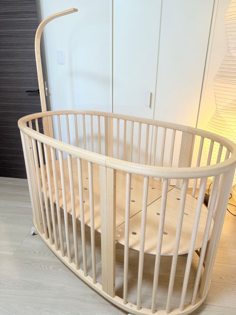 STOKKE スリーピーベビーベッド ナチュラルウッド　美品