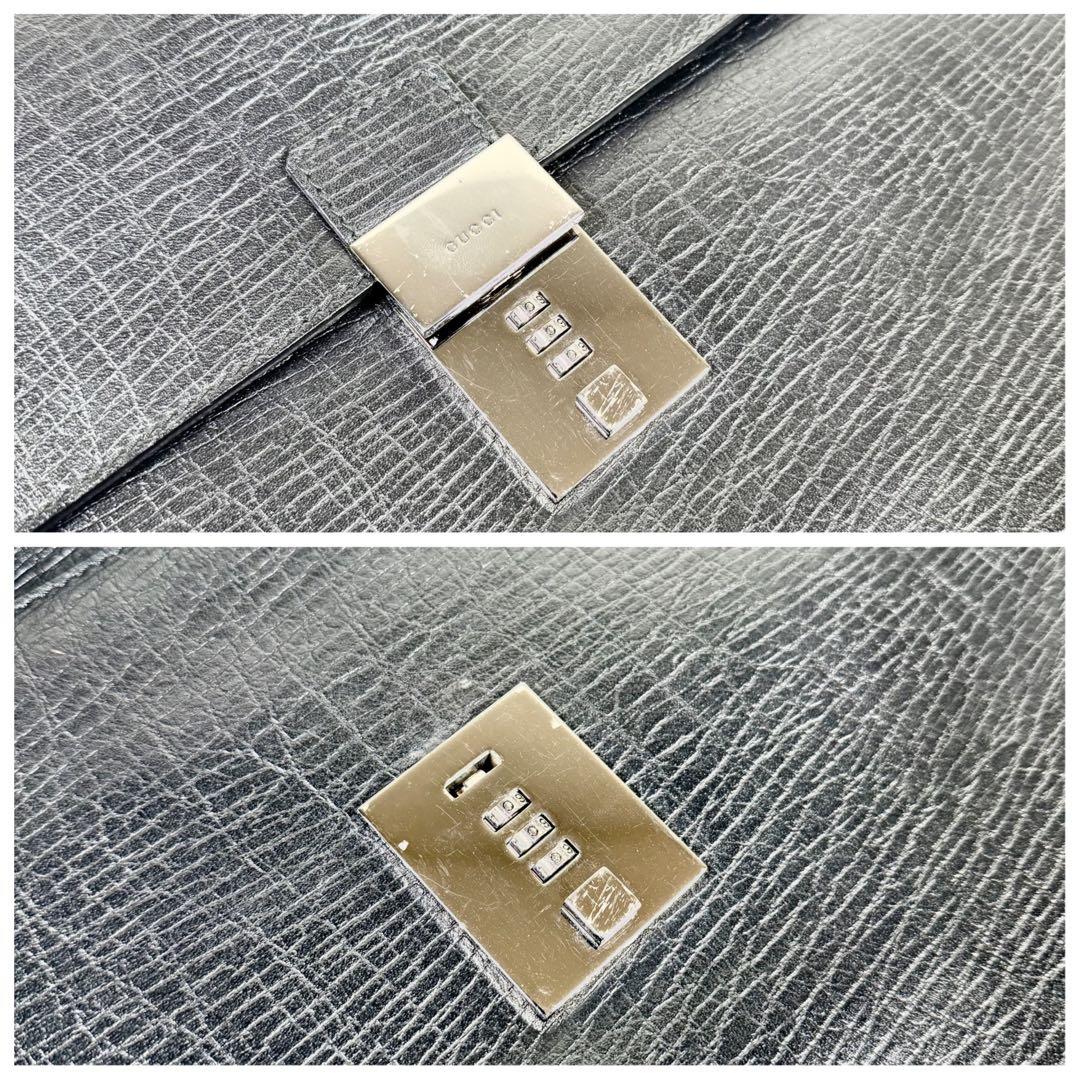 【美品】GUCCIグッチ ビジネスバッグ ダイヤルロック レザー A4 ブラック