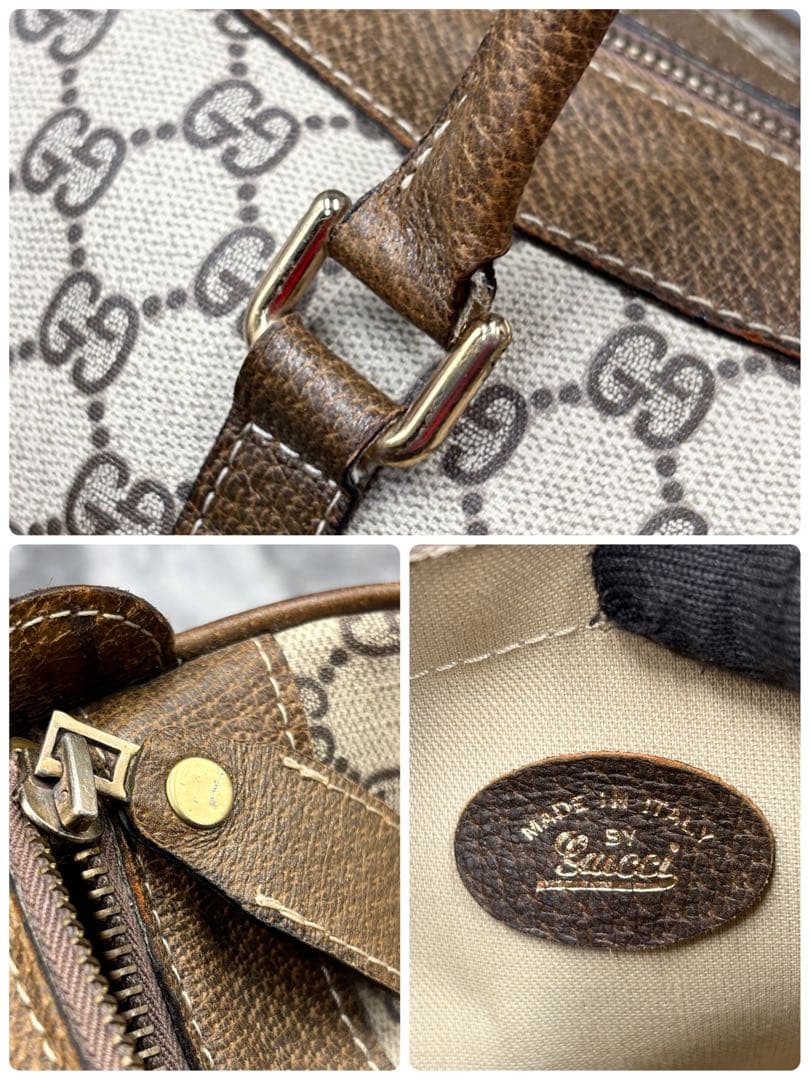 ✨極美品✨GUCCI GG ボストンバッグ ハンド レザー ブラウン ベージュ