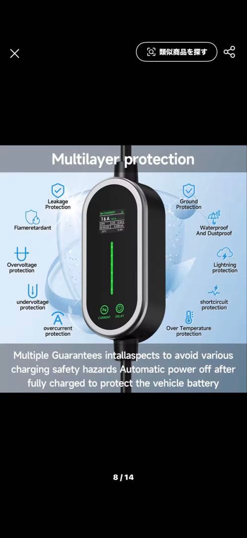 テスラ車用充電ケーブル、アダプター