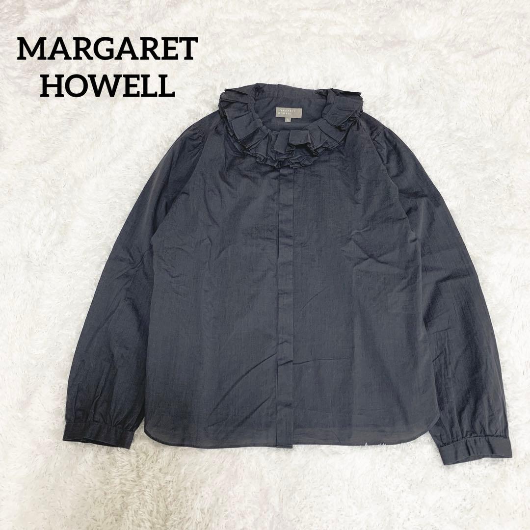 マーガレットハウエル フリル襟シャツ ブラウス グレー サイズ3