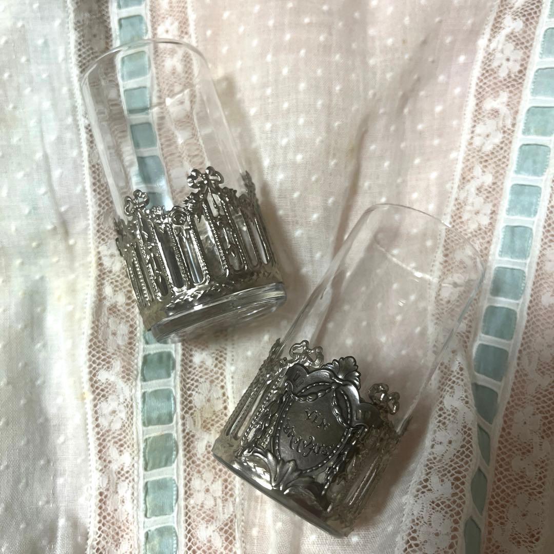 お値下げ　アンティーク　グラス　セット　リボン　ガラス　コップ　宗教