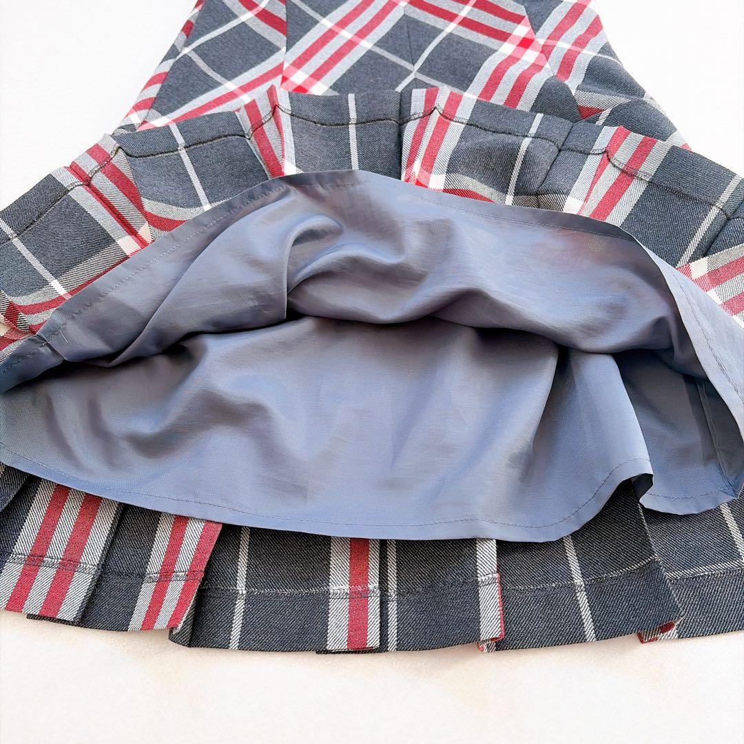 バーバリー　ワンピース　チェック柄　牛革ベルト　プリーツスカート　半袖