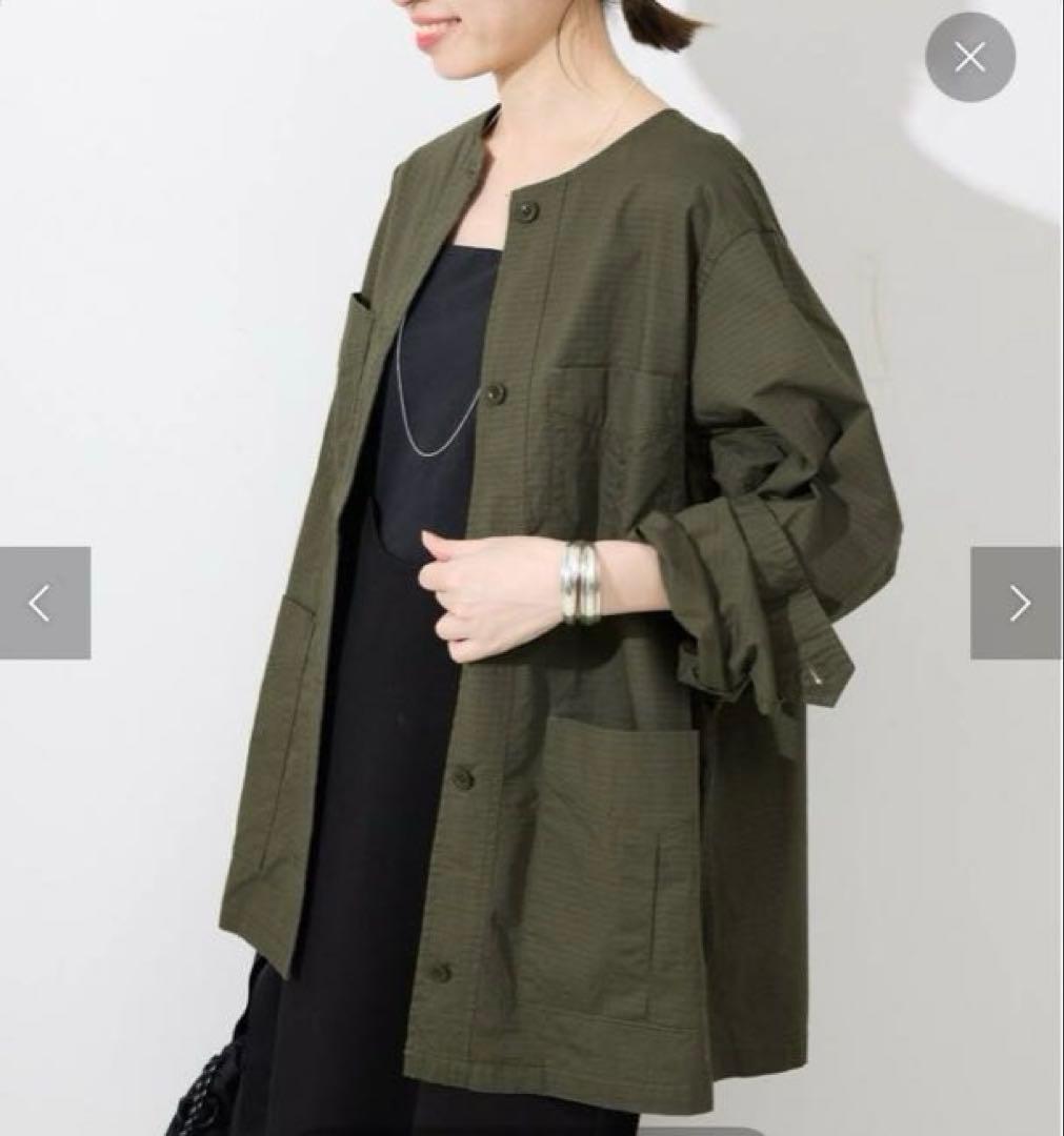 ノーカラーサファリブルゾン