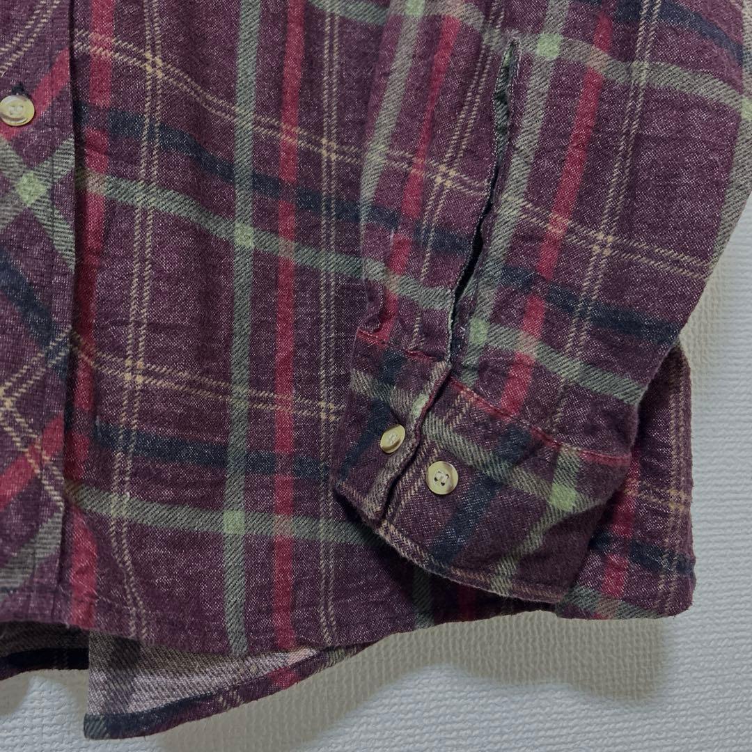 希少 USA製 XL ラルフローレン ネルシャツ ポニーなし グラフチェック渋色