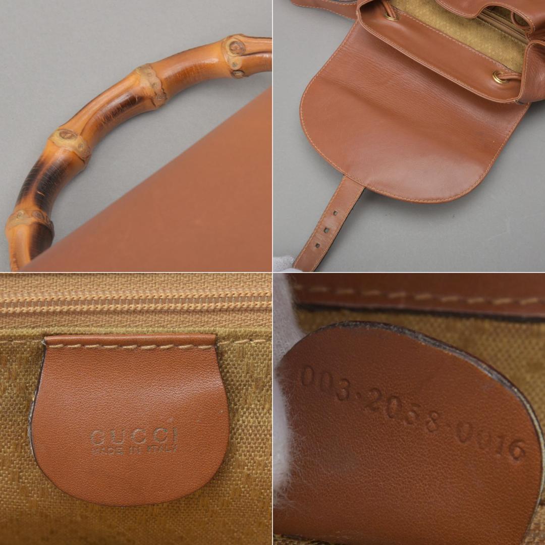美品◇GUCCI グッチ バンブー リュックサック 本革 レザー ブラウン 鞄