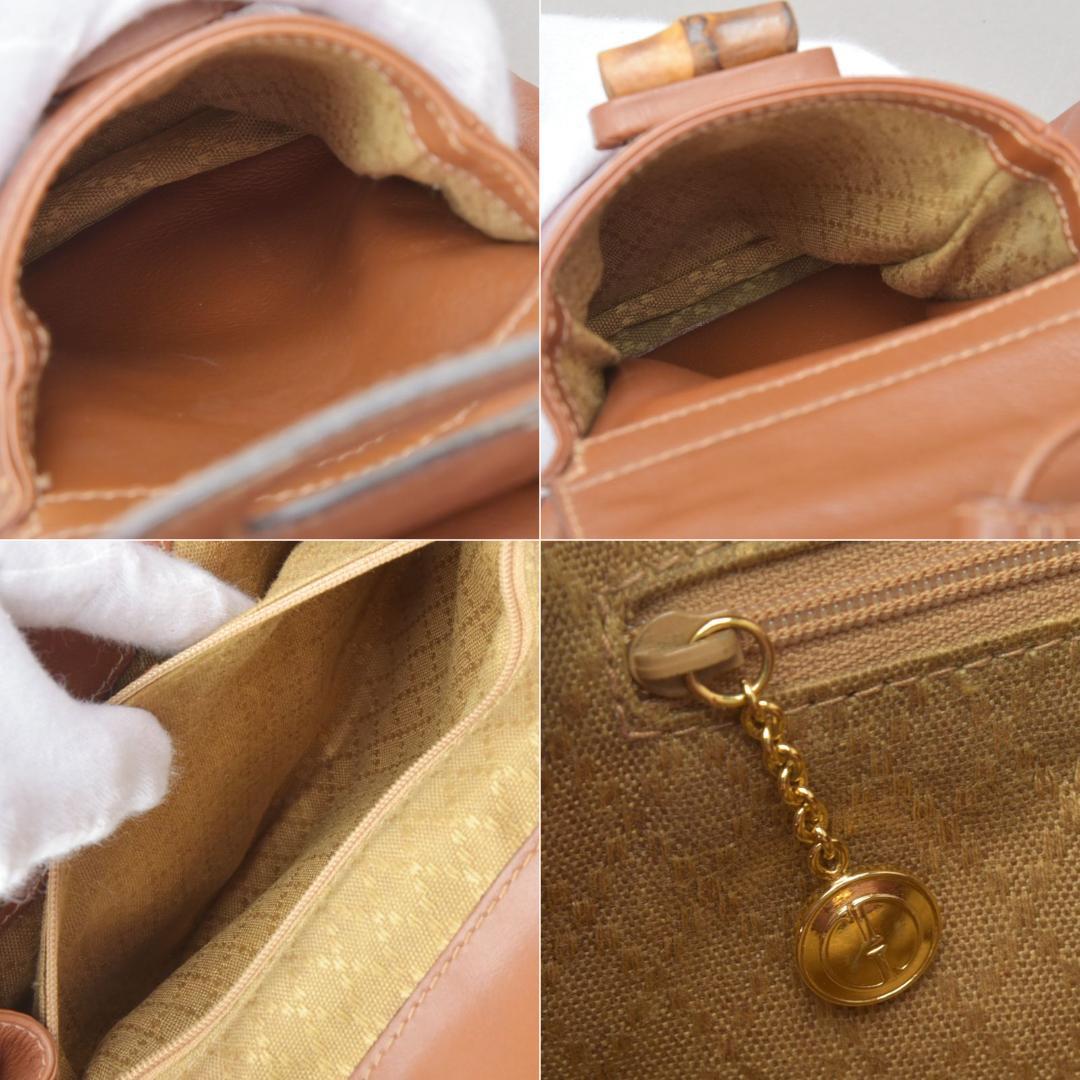 美品◇GUCCI グッチ バンブー リュックサック 本革 レザー ブラウン 鞄