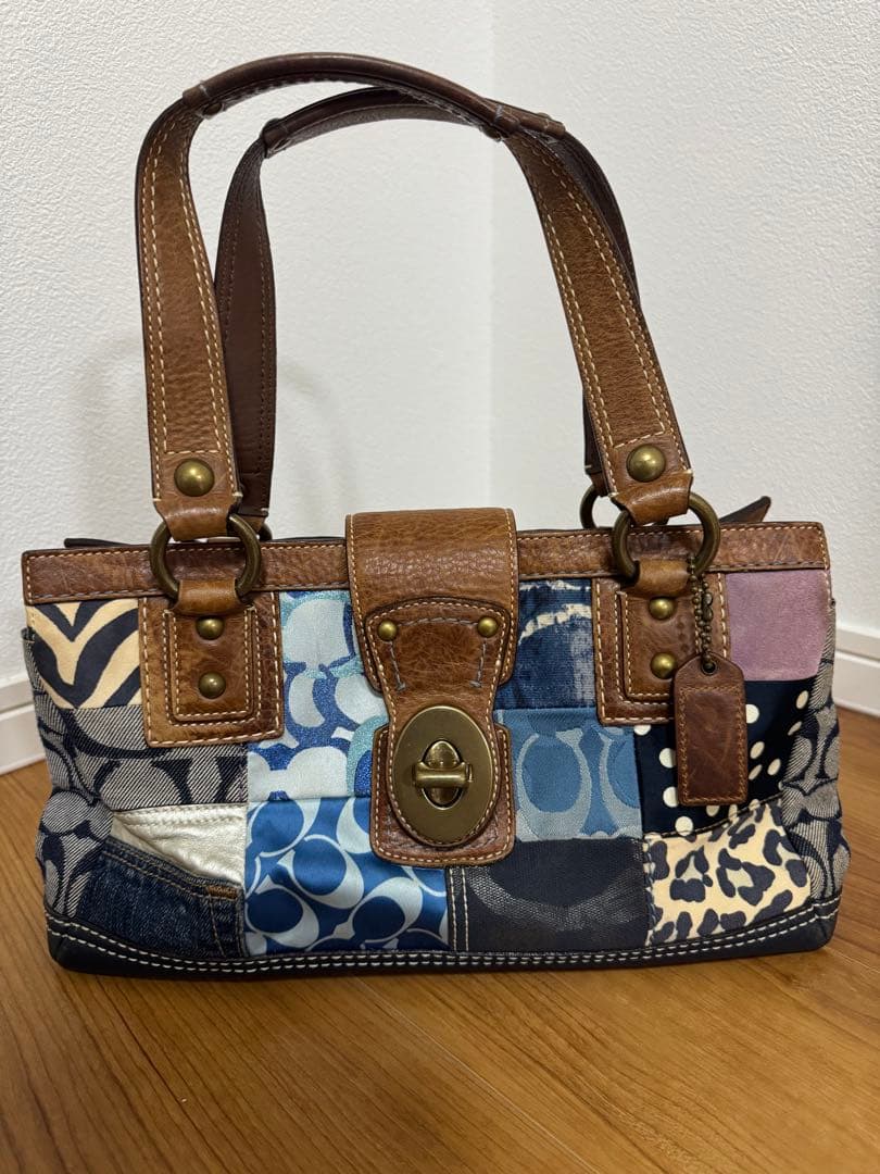 希少　coach コーチ　デニムパッチワーク　ハンドバッグ