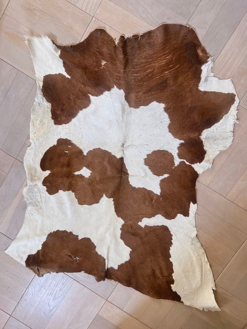 牛革ハラコラグ 珍しい明るめの茶色と白のマーブル　レザークラフト　本革