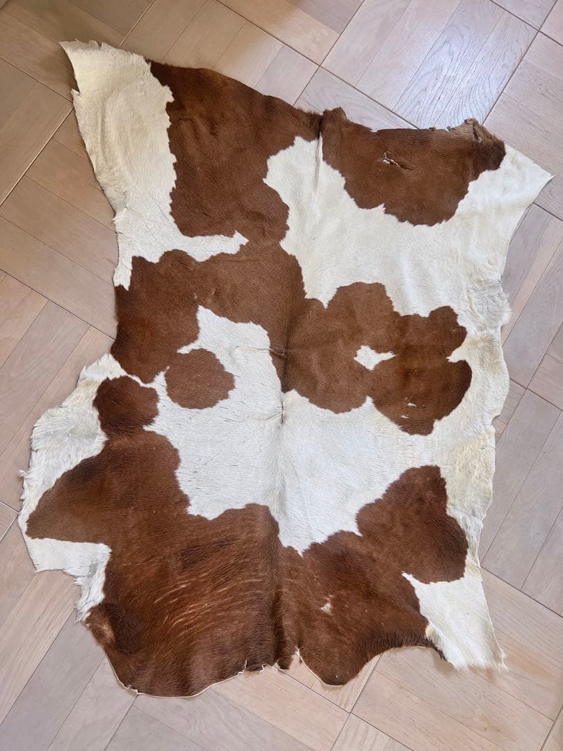 牛革ハラコラグ 珍しい明るめの茶色と白のマーブル　レザークラフト　本革