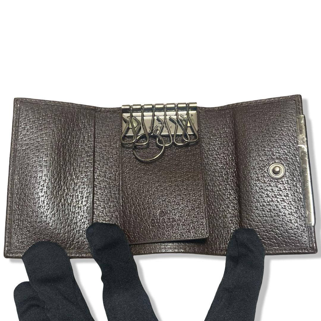 箱付き未使用品　グッチ　キーケース　6連　GG柄　キャンバス　ブラウン