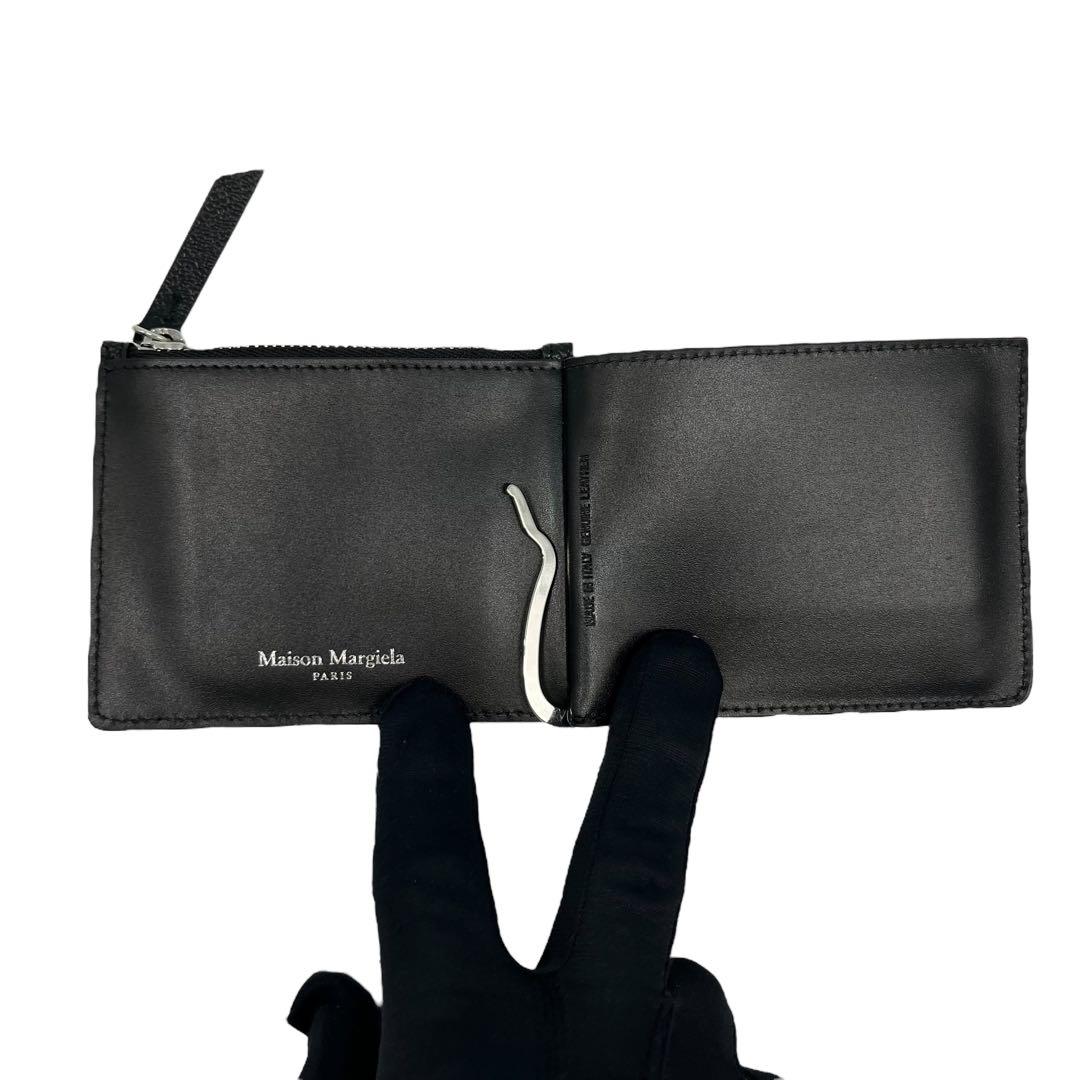 極美✨マルジェラ マネークリップ 4ステッチ レザー ファスナー ブラック