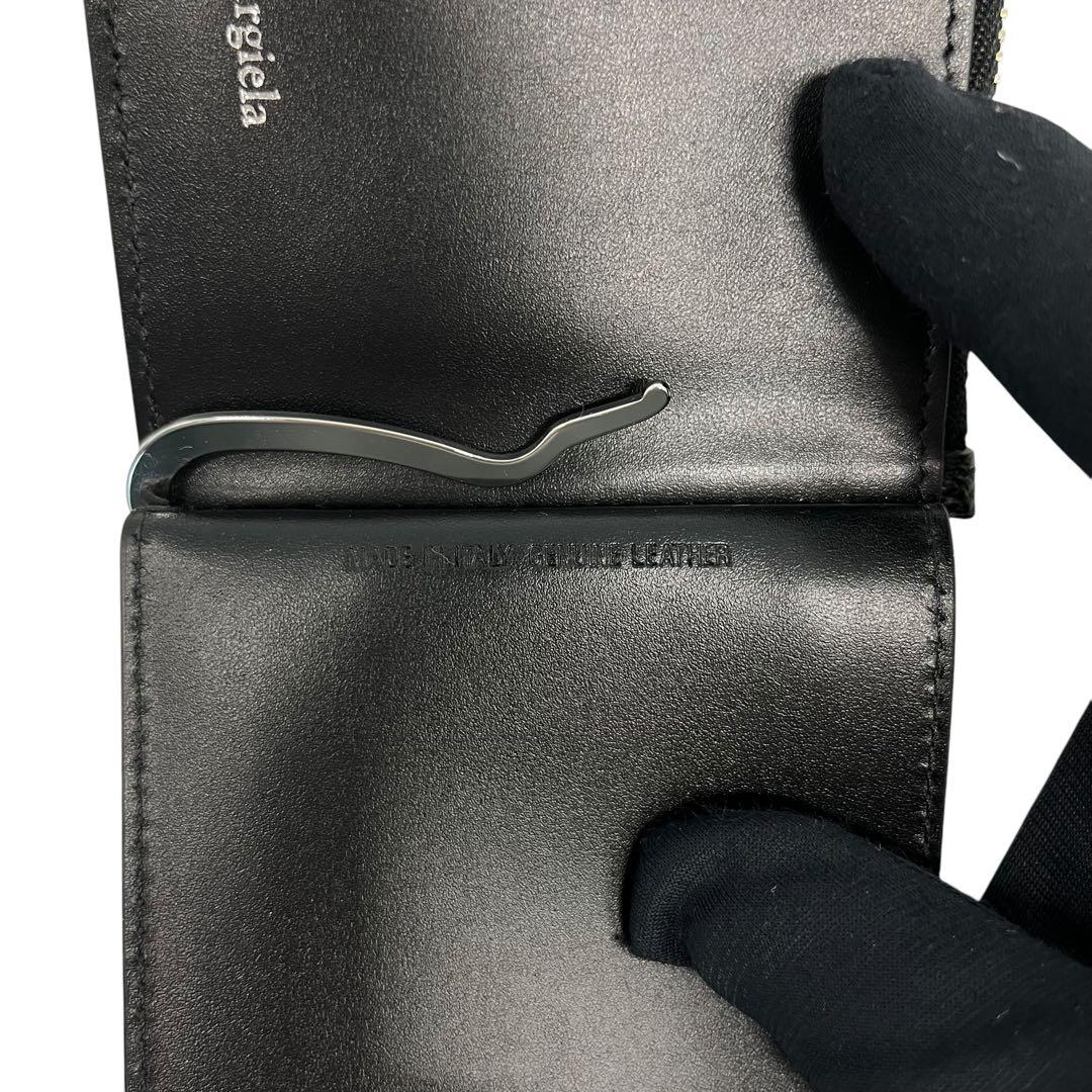 極美✨マルジェラ マネークリップ 4ステッチ レザー ファスナー ブラック