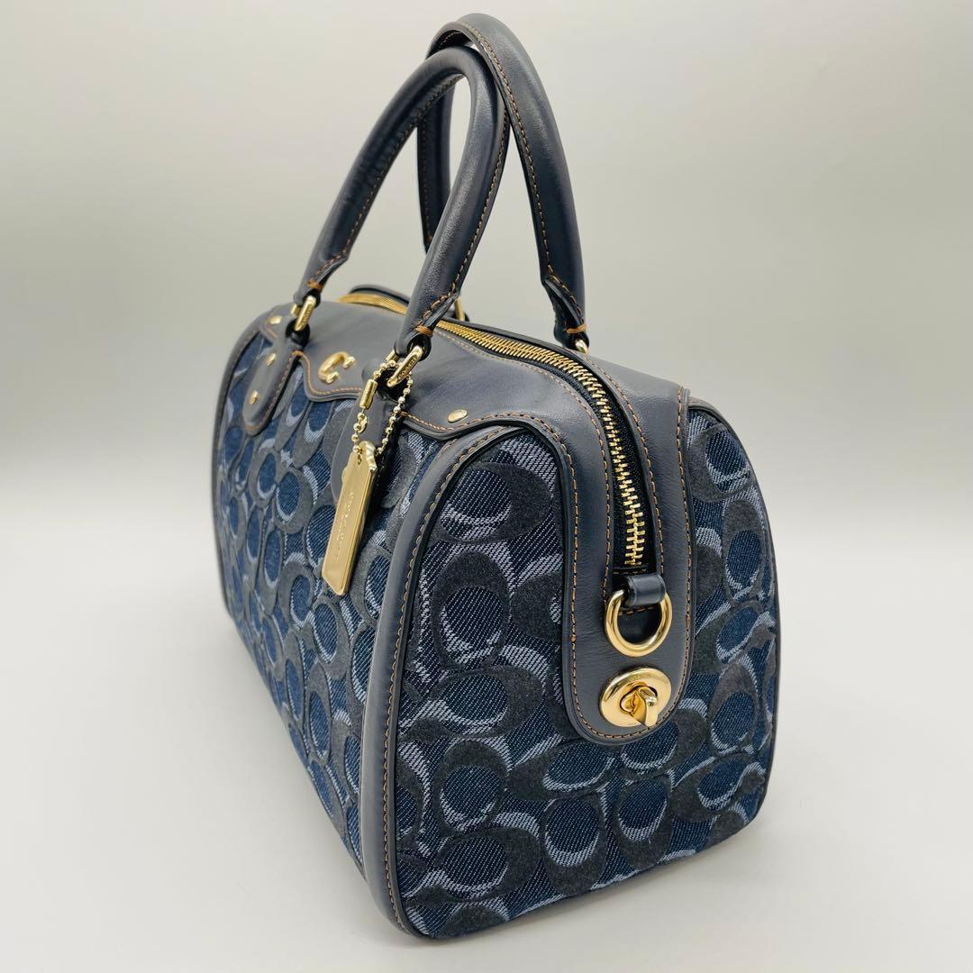 コーチ　ミニボストンバッグ　F39920 2WAY デニム　ネイビー　良品