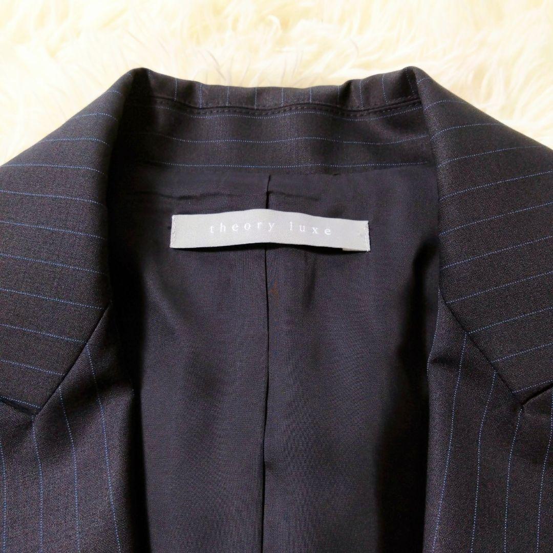 美品　theory luxe　セオリー　セットアップ　40-40　紺　ストライプ