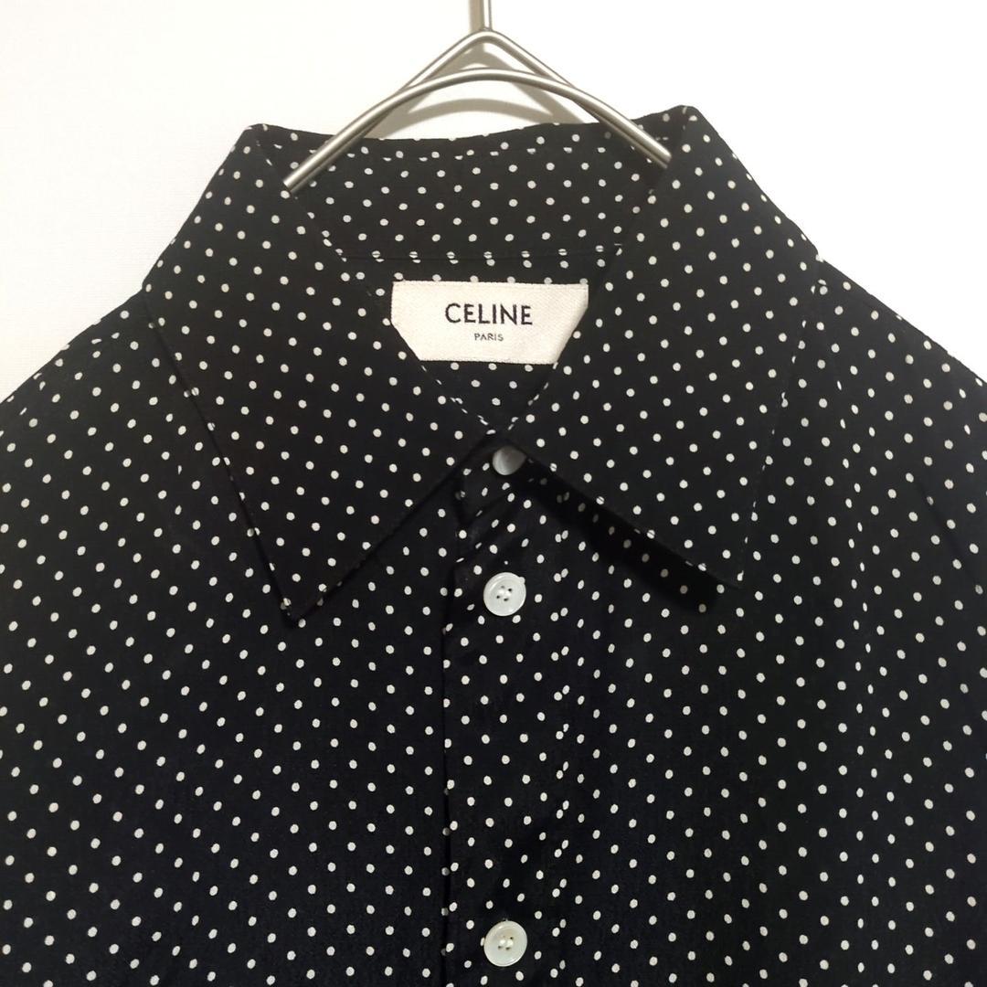 美品　セリーヌ　長袖シャツ　黒　ブラウス　フィービー期　ドット柄　サイズ36
