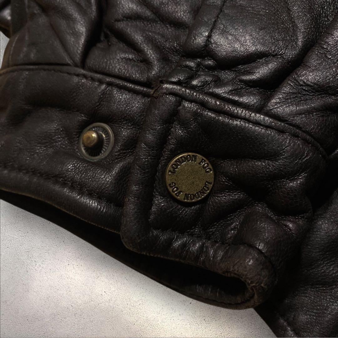 マベレザーA2ブラックスウィングトップスタンドカラー短丈本革ハイネックブル