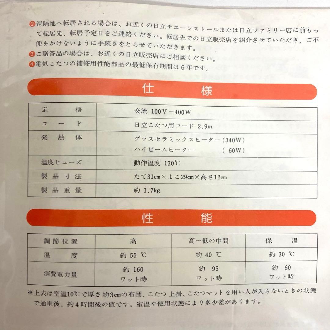 A609-51 日立　赤外線こたつ用ヒーターユニット　レトロ　未使用